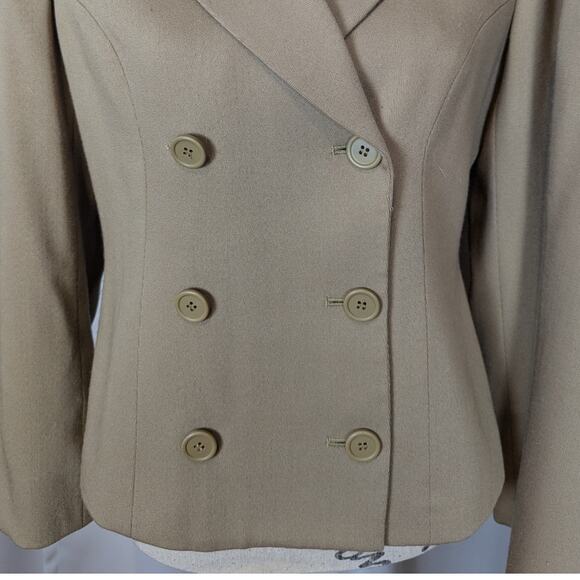 90s Vintage INC International Concepts Double Breasted Wool Pant Suit Tan Size 8 - Picture 13 of 16